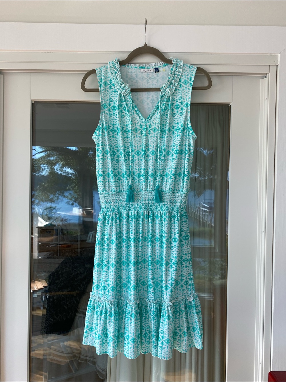 Cabana Life Teal and White Sleeveless Mini Dress
